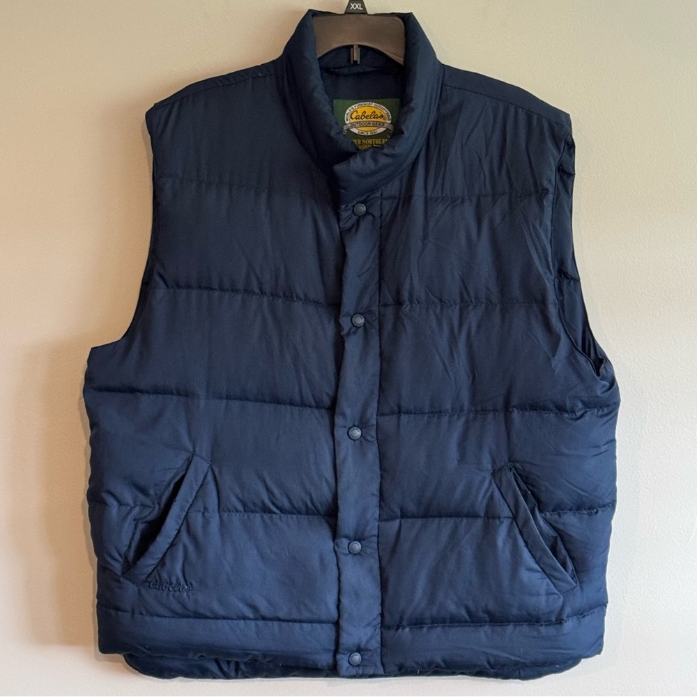 Cabela's Men's Navy Blue Quilted Vest Premier Northern Goose Down Size XL